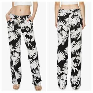 NWT Cali1850 Women's Print Linen Beach Pants Black White Size L